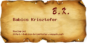Babics Krisztofer névjegykártya